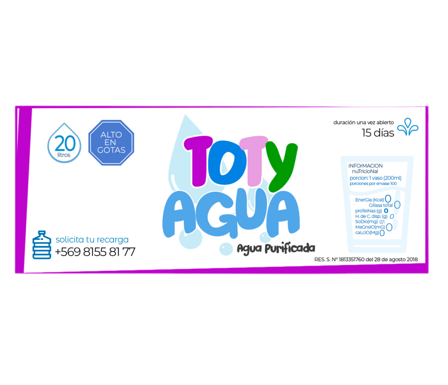 Etiqueta de bidón de agua 100 unidades