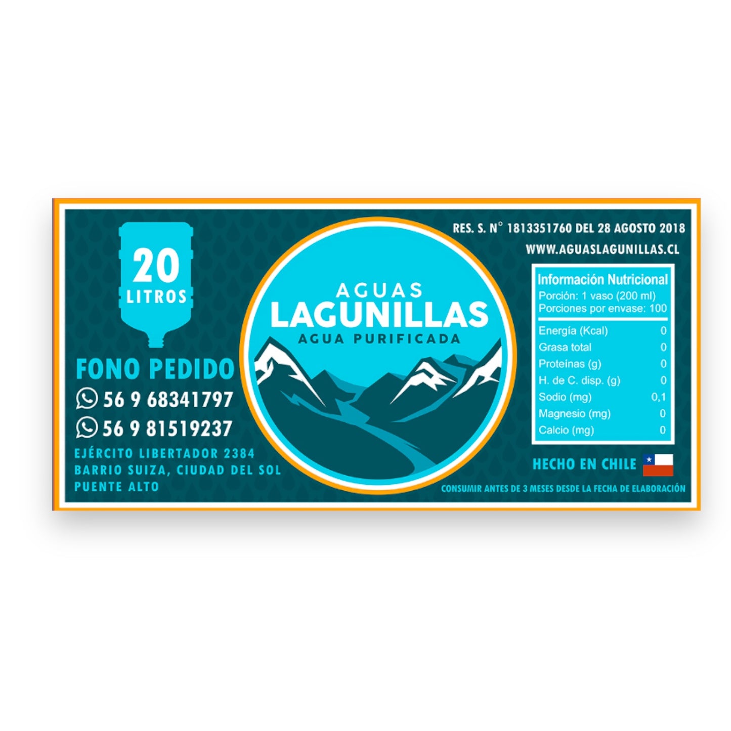Etiqueta de bidón de agua 100 unidades